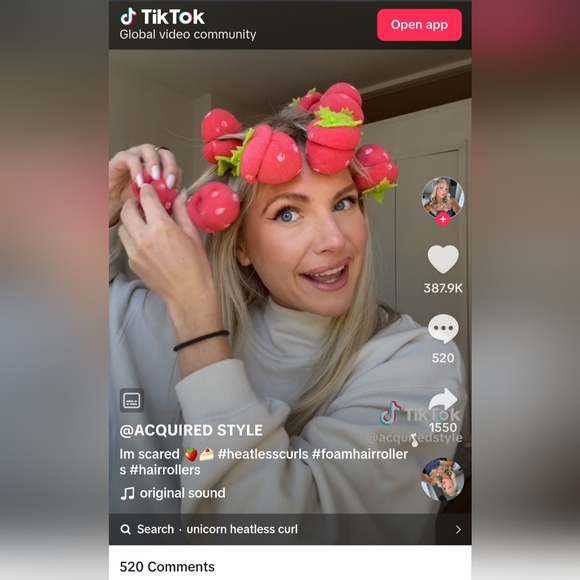 Strawberry Heatless Hair Curler - As Seen on TikTok! - Brand New 6 PCs Set - Picture 6 of 7